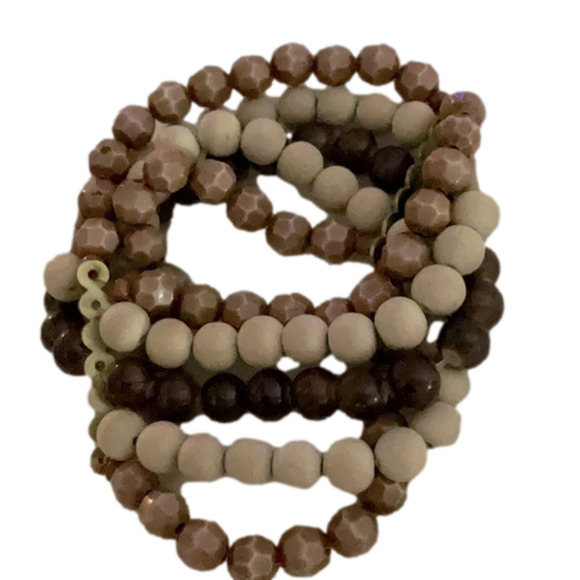 BEAUTIFUL VINTAGE BROWNS 5 STRAND STRETCH BRACELET SET - Picture 1 of 2